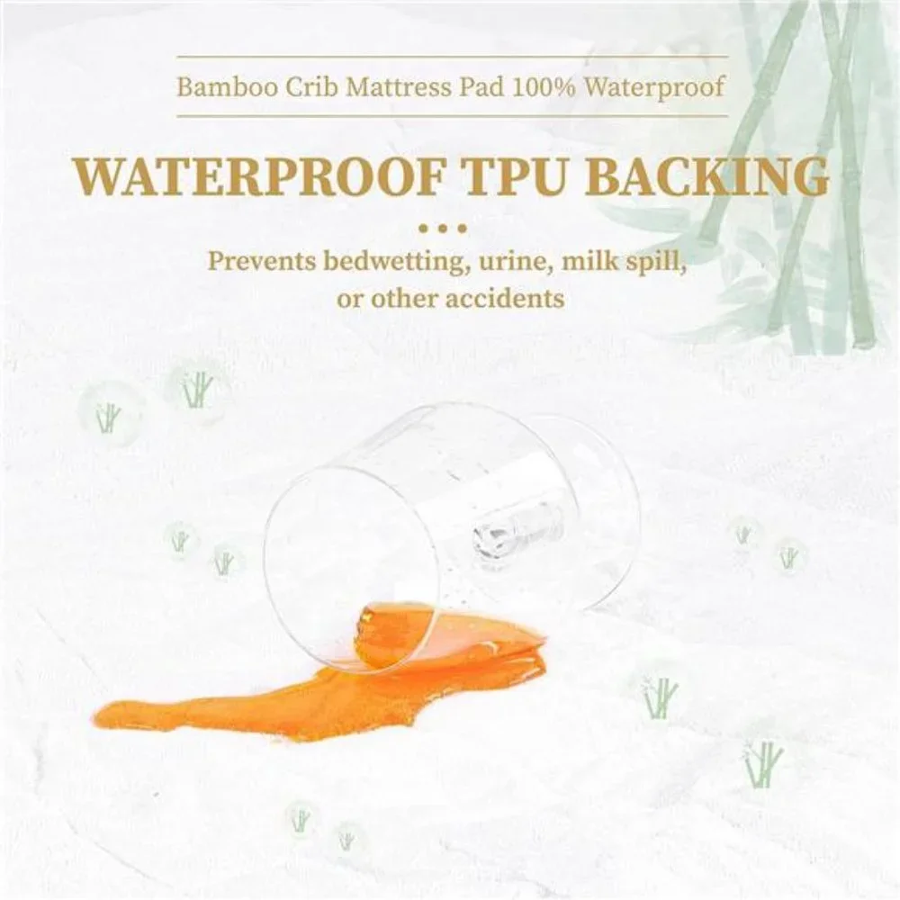 Safe and Sound 2 Pack Bamboo Crib Mattress Protector, Waterproof Quilted Crib